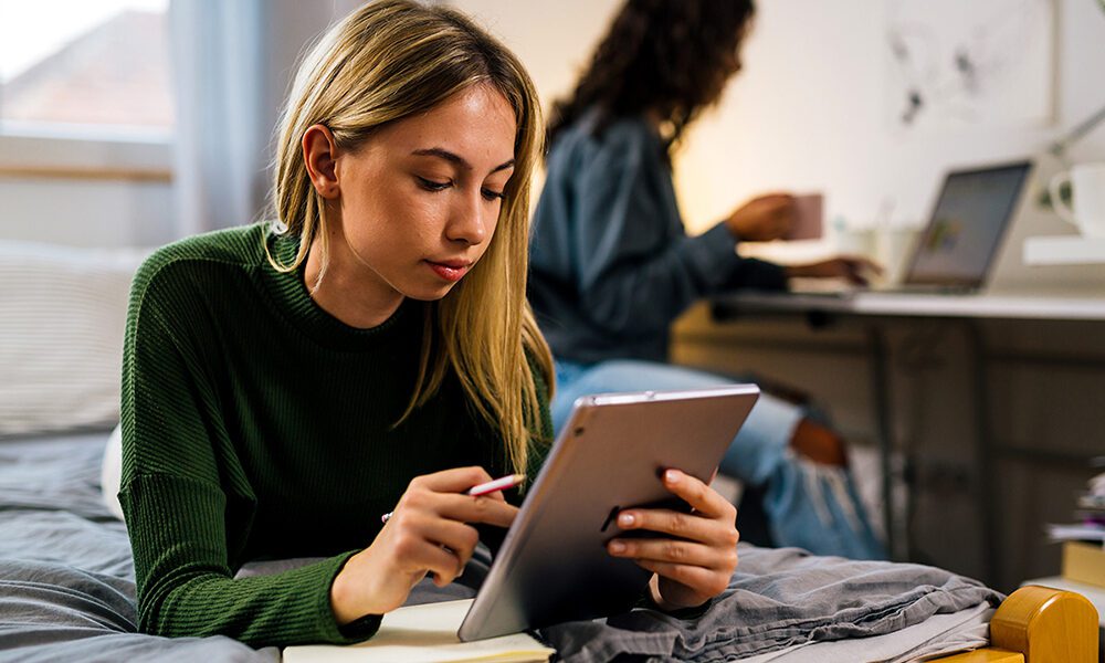 College roommates studying